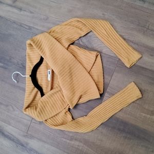 Fashion NOVA, XS/S off-shoulder faux wrap cropped sweater top